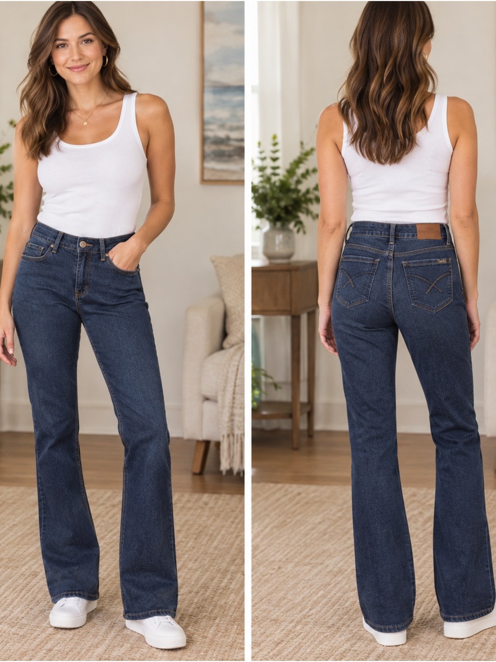 High-Rise Straight-Leg Women’s Jeans in Dark Blue